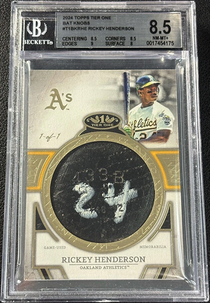 Rickey Henderson 2024 Topps Tier One Bat Knobs #T1BK-RHE /1