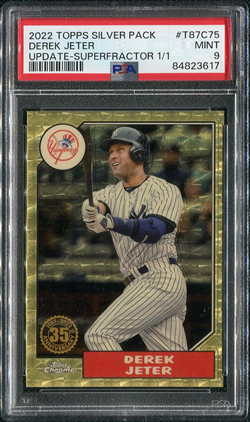 Derek Jeter 2022 Topps Update '87 Topps Silver Pack Chrome #T87C-75 Superfractor /1