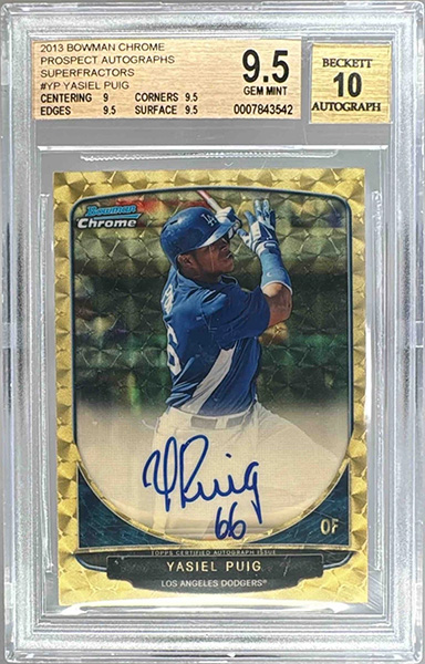Yasiel Puig 2013 Bowman Chrome Prospect Autographs #BCA-YP Superfractor /1