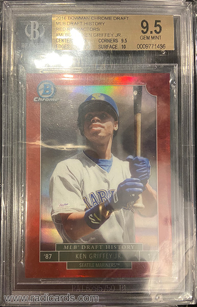 Ken Griffey Jr. 2016 Bowman Chrome Draft MLB Draft History #MLBD-KGJ Red Refractor /5