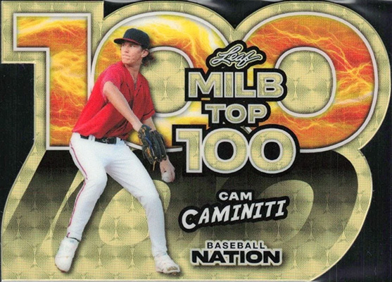Cam Caminiti 2025 Leaf Baseball Nation MiLB Top 100 #MB-13 Super Prismatic Gold /1