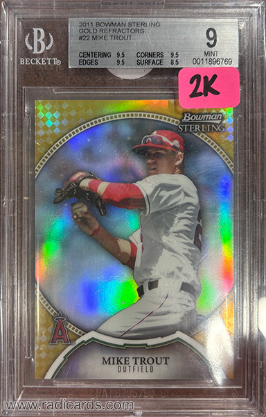 Mike Trout 2011 Bowman Sterling #22 Gold Refractor /50